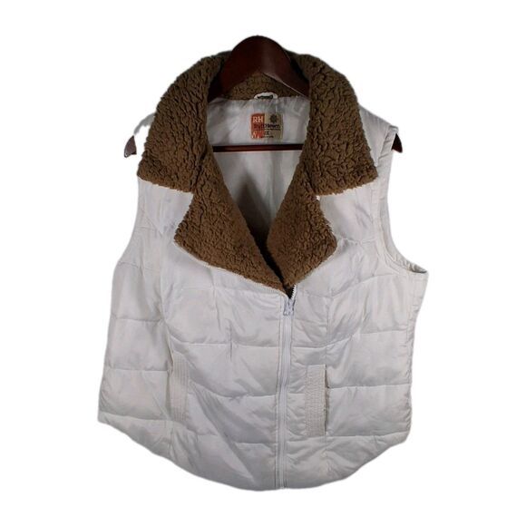 Ruff Hewn Jackets & Blazers - Ruff Hewn Women’s 2X Faux Fur Collar White Puffer Vest Classy Cozy